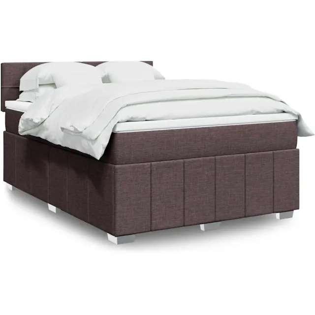 vidaXL Boxspring met matras stof donkerbruin 140x200 cm bruin