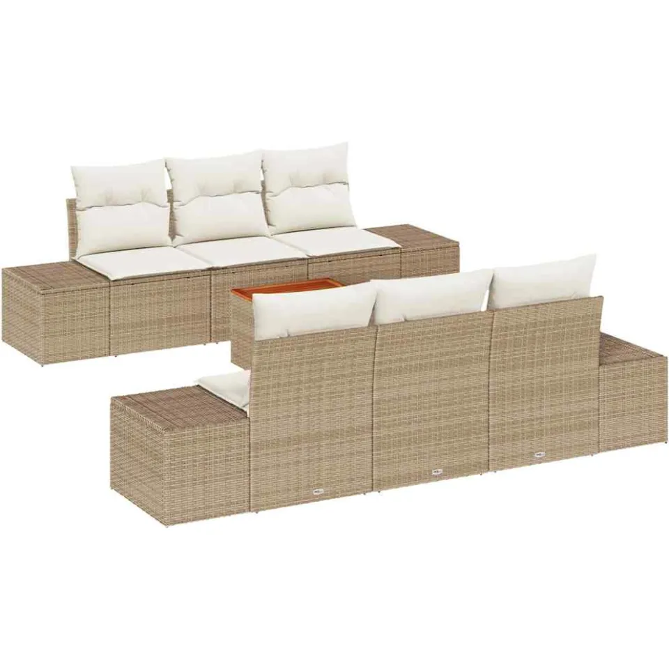 vidaXL Tuinbankenset 7 st Beige poly rattan