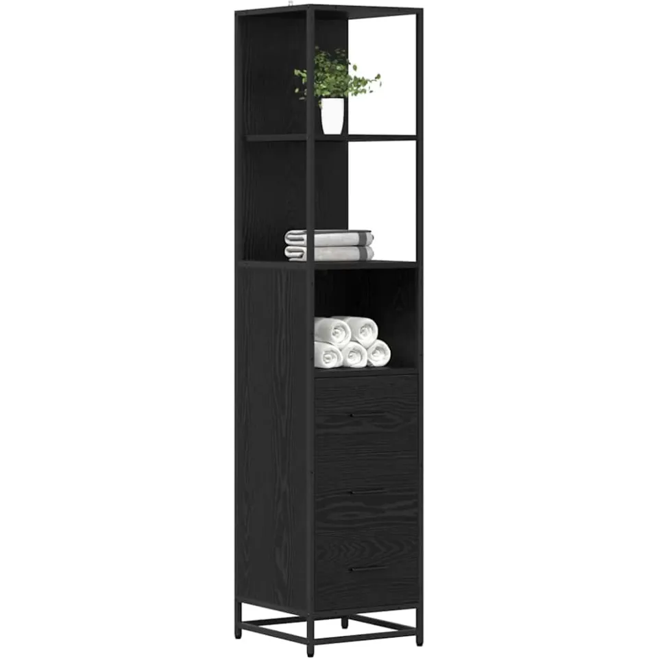 vidaXL Badkamermeubelset Zwart Eiken 35 x 37,5 x 166 cm Bewerkt hout