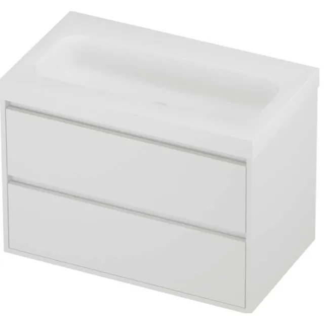 Proline Haga Badmeubelset Polystone Mezza Zonder Kraangat Greeploos 80x46x58 cm Mat Wit Mat White