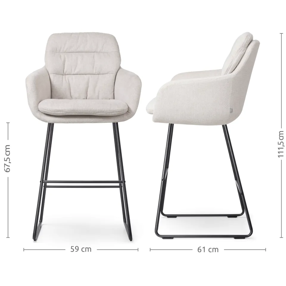 Nolon Nino-Mia barkruk beige - zwart onderstel - 65 cm, foto 3