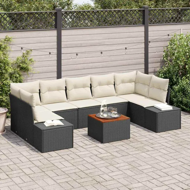 vidaXL Tuinbankenset 8 st Zwart poly rattan, foto 2