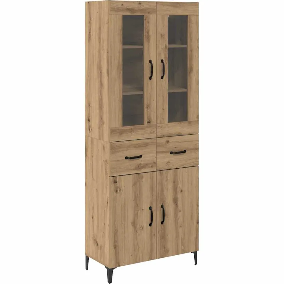 vidaXL Highboard Artisan Eiken 69,5 x 34 x 180 cm Bewerkt hout, foto 3