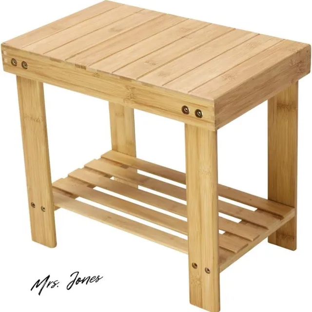 Mrs. Jones Bamboe Stap Kruk Volwassene Opslag Plank Badkamer Woonkamer Slaapkamer Natuurlijke Kleur Langere Kruk Hoogte Verstelbaar . multi-color