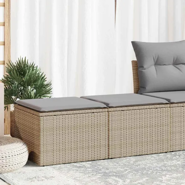 vidaXL 2-delige Loungeset met kussens poly rattan acacia beige, foto 2