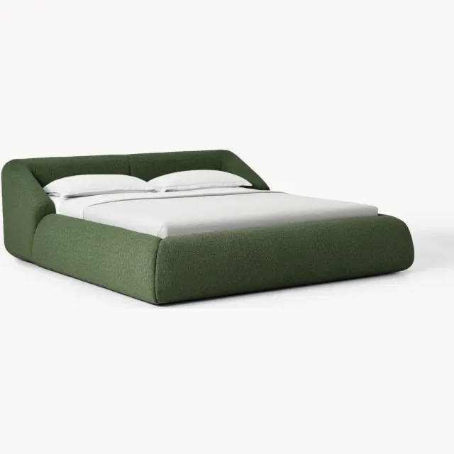 Westwing Collection Gestoffeerd bouclé bed Sofia Groen