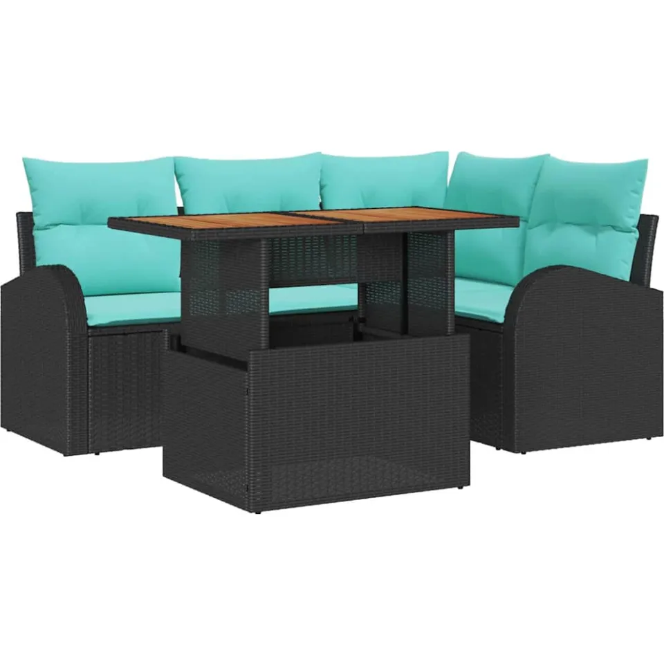 vidaXL Tuin Sofa Set 5 st Zwart Poly riet