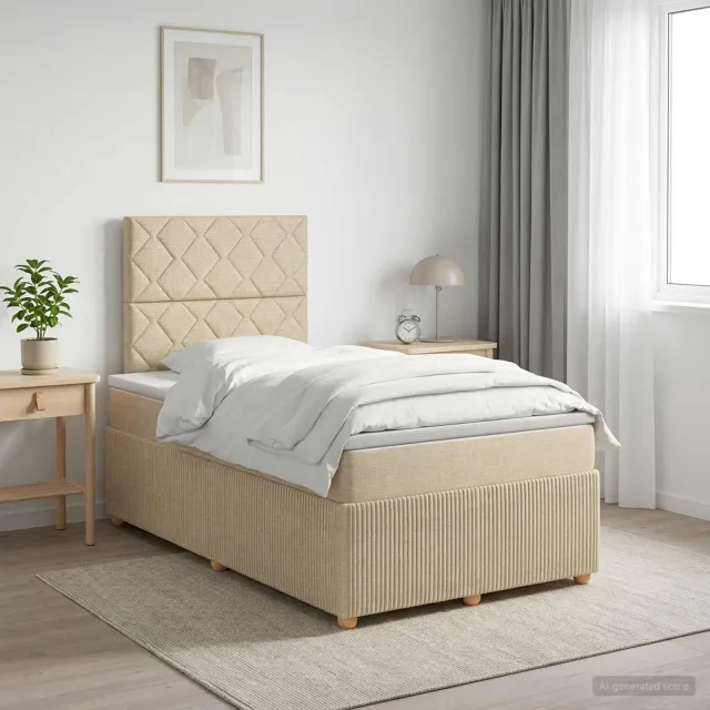 vidaXL Boxspringbed met matras Crèmekleurig 120 x 200 cm Stof