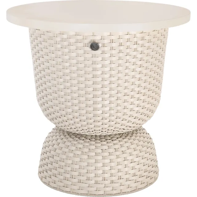 Handed By Twist Diabolo Bijzettafel – Opbergtafel met Opbergmand en Houten Deksel beige - champagne