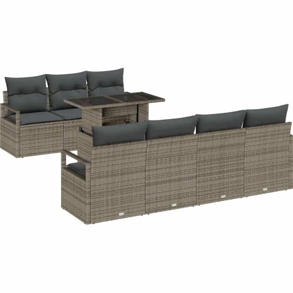 vidaXL Tuin Sofa Set 8 st Grijs Poly riet