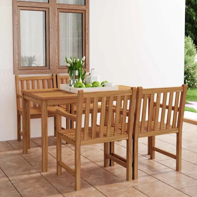 vidaXL 5-delige tuinset 140x80 cm massief teakhout bruin, foto 2