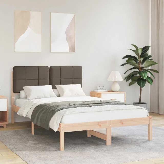 vidaXL Bedframe met Gevoerd Hoofdgedeelte Taupe 120 x 200 cm