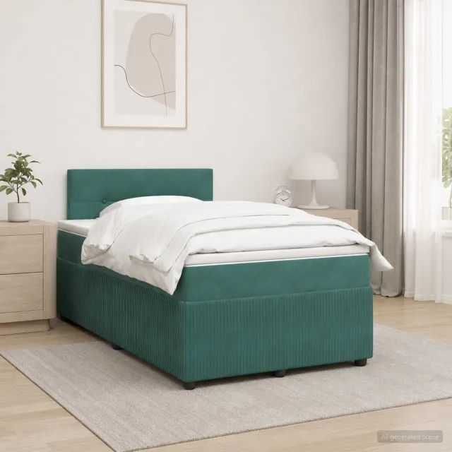 vidaXL Boxspringbed met matras Donkergroen 120 x 190 cm Fluweel