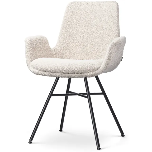 Nolon Noa-Eef eetkamerstoel bouclé beige - zwart onderstel