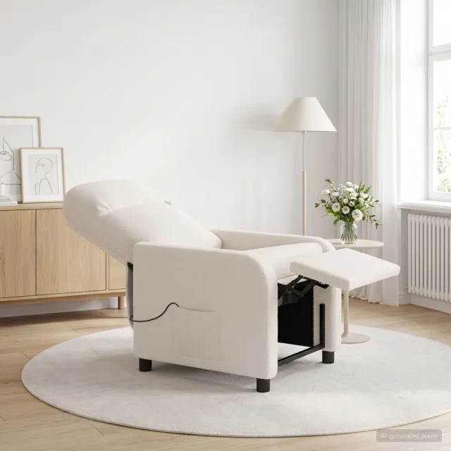 vidaXL Massage Recliner Crèmekleurig Bouclé