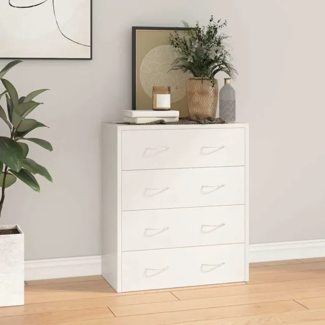 vidaXL Dressoir met 4 lades 60x30,5x71 cm hoogglans wit