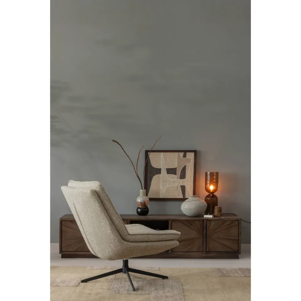 WOOOD Milaro Draaifauteuil - Polyester - Bruin Melange - 88x75x94, foto 3