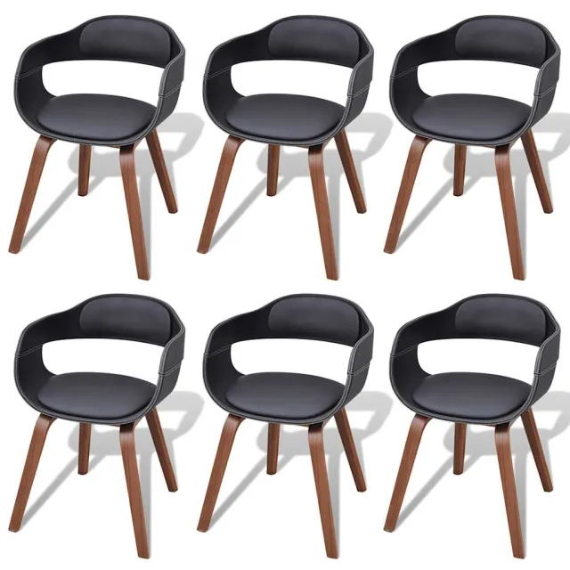 vidaXL Eetkamerstoelen 6 st gebogen hout en kunstleer zwart