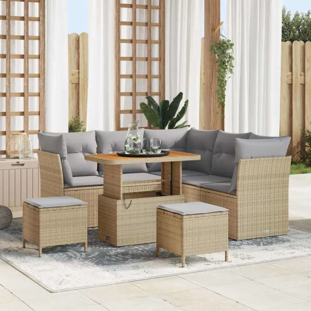vidaXL Tuinbankenset 8 st Beige poly rattan, foto 2