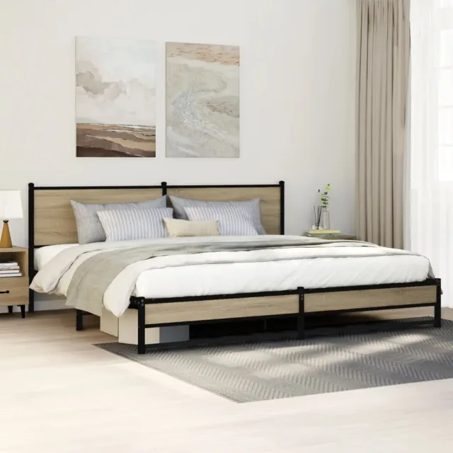 vidaXL Bedframe zonder matras metaal sonoma eikenkleur 200x200 cm