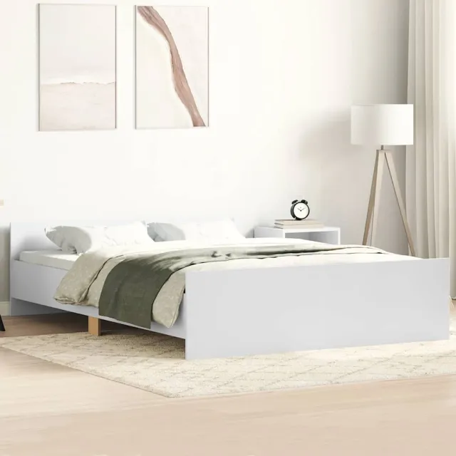 vidaXL Bedframe met hoofd- en voeteneinde wit 150x200 cm