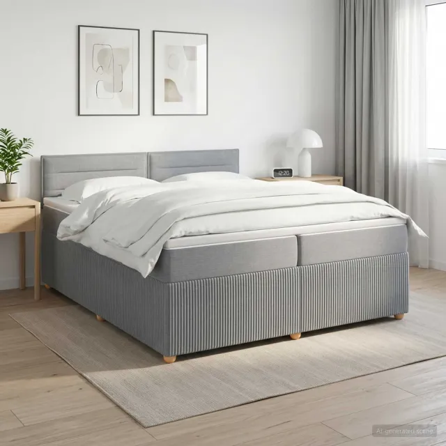 vidaXL Boxspringbed met matras Lichtgrijs 200 x 200 cm Stof