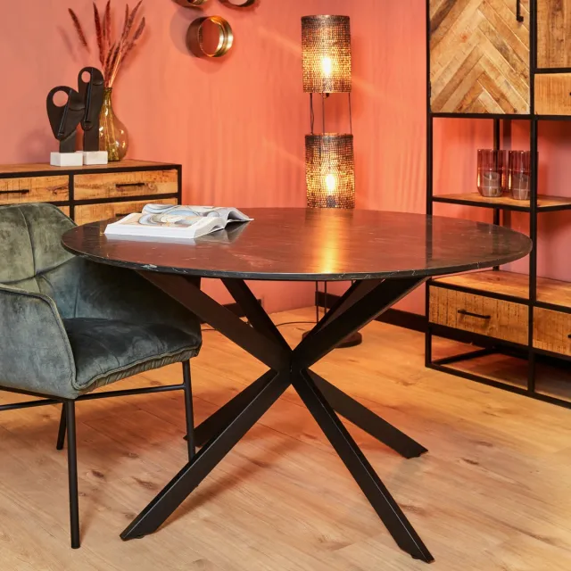 Starfurn Eettafel Lynn - Zwart - 150x150x76 cm