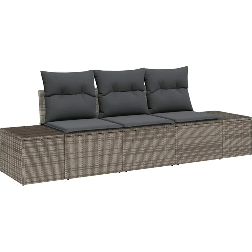vidaXL Bankstel 3 st Grijs poly rattan