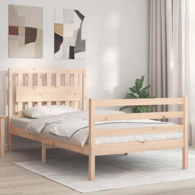 vidaXL Bedframe met hoofdbord massief hout 100x200 cm bruin