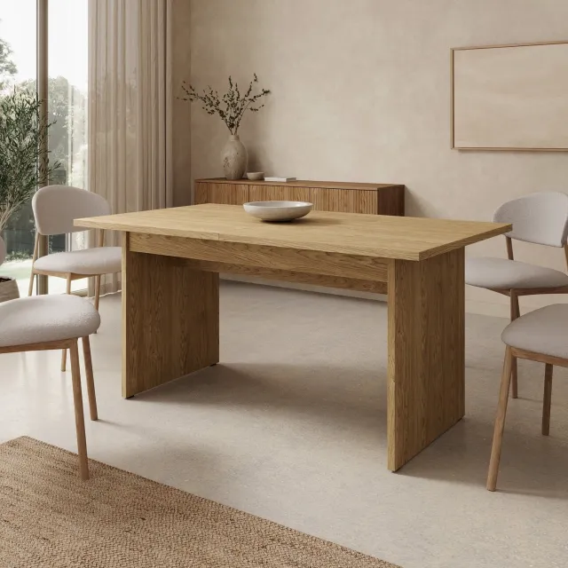 MEUBELLA Tarei - Eetkamertafel uitschuifbaar - Eiken - 160x90x78 cm Bruin