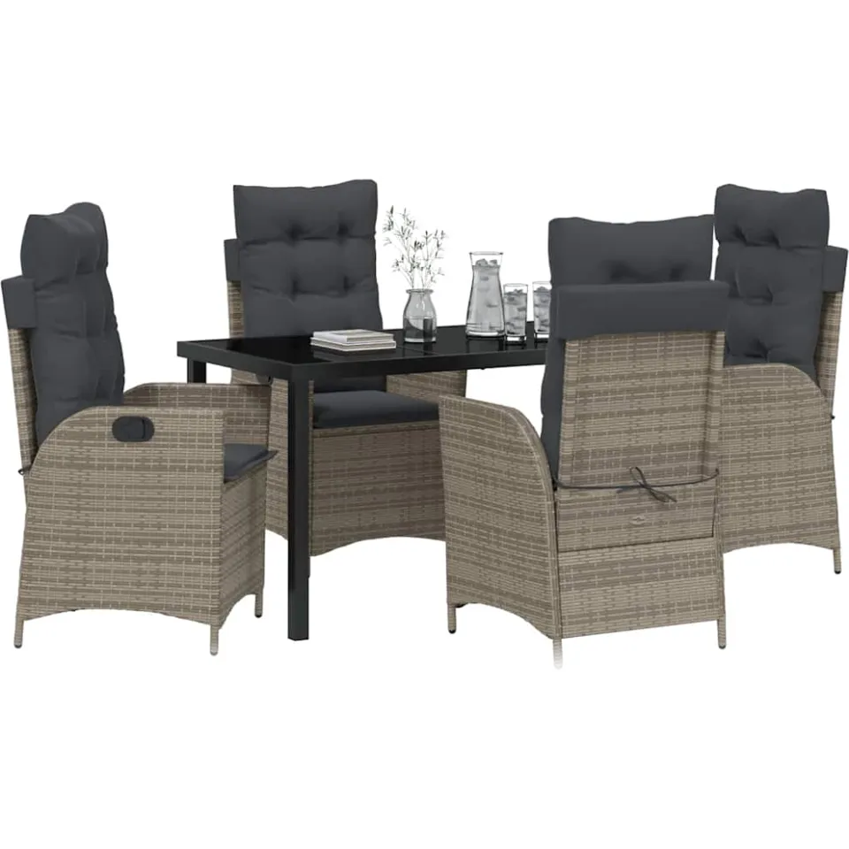 vidaXL Tuin eettafelset 5 st Grijs poly rattan