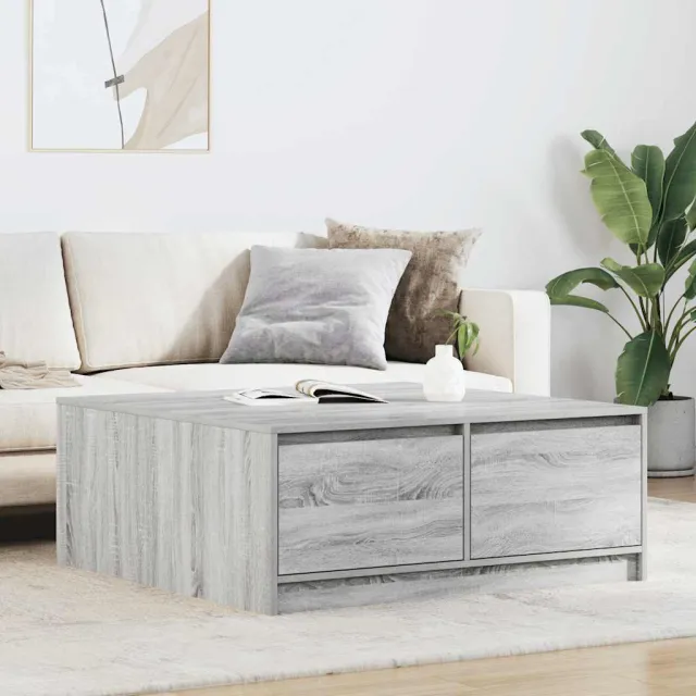 vidaXL Salontafel met lades 100x100x40 cm grijs sonoma, foto 2