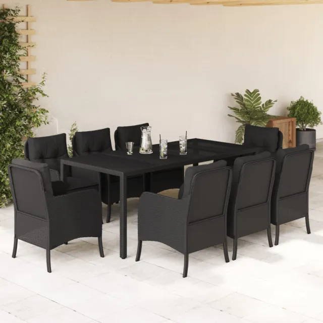 vidaXL 9-delige Tuinset poly rattan zwart, foto 2