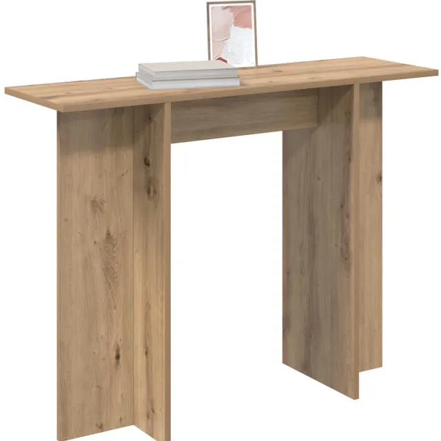 vidaXL Wandtafel - Artisanaal - eiken - 100 - x - 30 - x - 75 - cm - Bewerkt - hout Artisanaal eiken