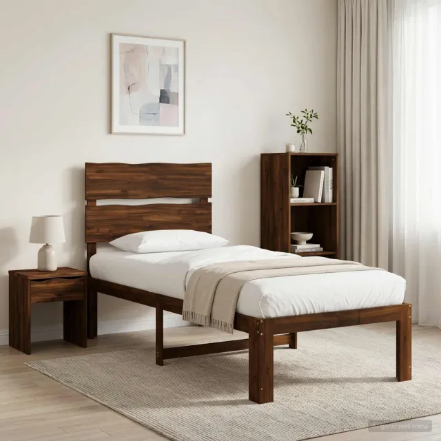 vidaXL Eenpersoonsbed met hoofdbord ROSTOCK Donkerbruin 100 x 200 cm bruin