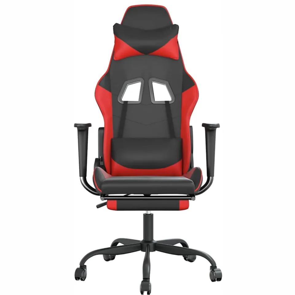 vidaXL Gamestoel met voetensteun kunstleer zwart en rood
