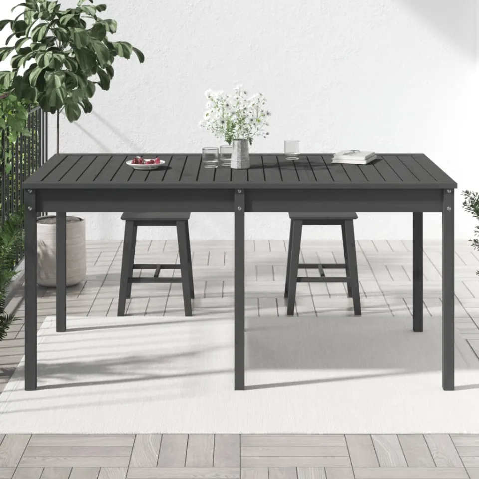 vidaXL Tuintafel 159,5x82,5x76 cm massief grenenhout grijs, foto 3