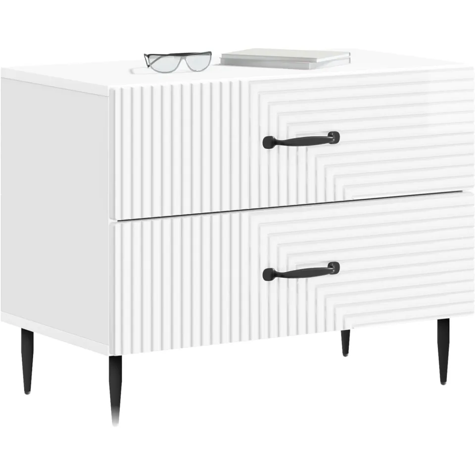 vidaXL Nachtkastje Hoogglans Wit 62 x 34,5 x 47,5 cm Bewerkt hout