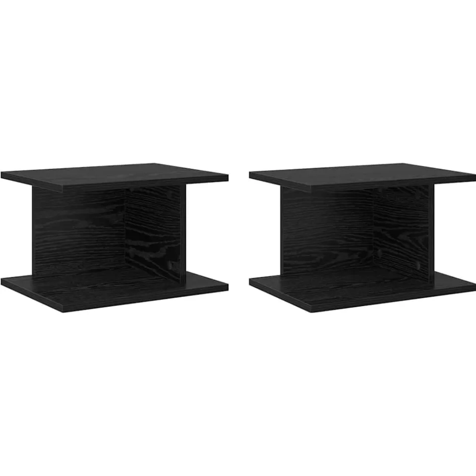 vidaXL Nachtkastje 2 st Zwart Eiken 40 x 30 x 25 cm Bewerkt hout, foto 3