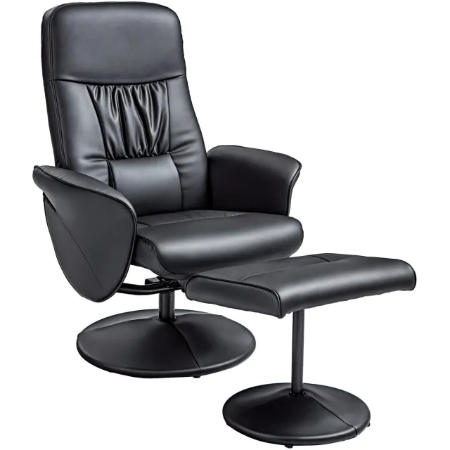 Hoohohoo 2 - delige fauteuilset - fauteuil met voetenbank - relaxfauteuil met voetenbank - in hoogte verstelbaar - verstelbare rugleuning - zwart
