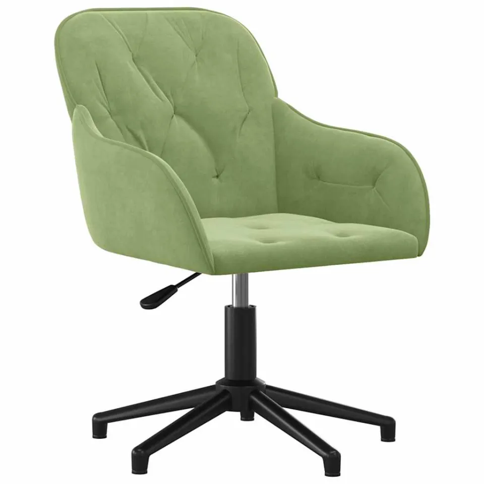 vidaXL Eetkamerstoelen draaibaar 2 st fluweel lichtgroen groen, foto 3