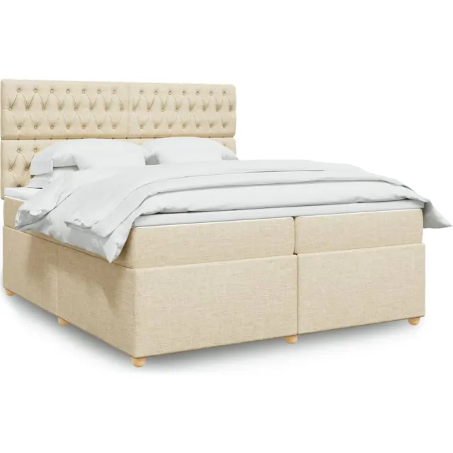 vidaXL Boxspring met matras stof crèmekleurig 200x200 cm