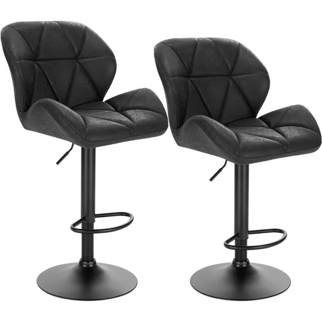 Saphly Barkrukken Set 82cm Zwart - Verstelbaar, Kunstleer en Ergonomisch - Voor Eetkamer, Keuken en Woonkamer