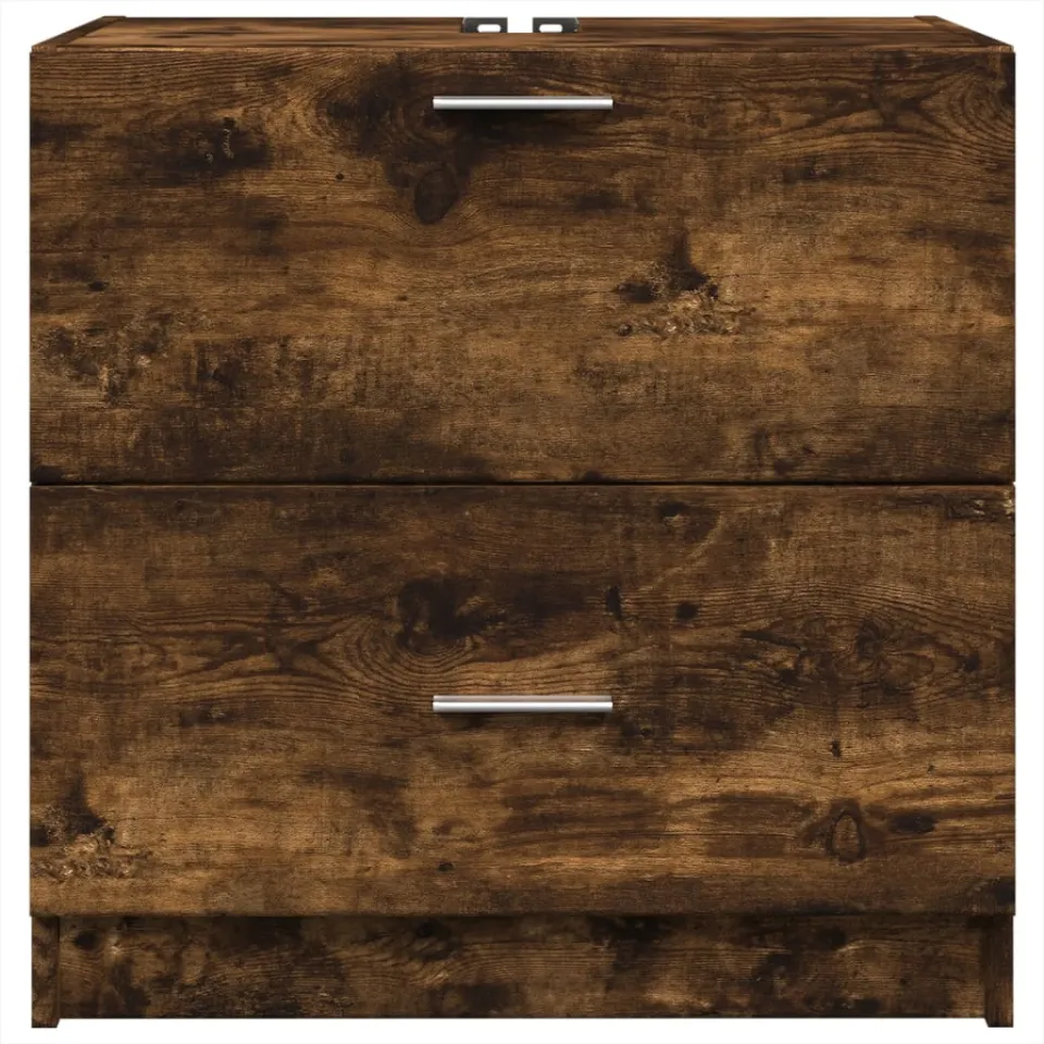 vidaXL Wastafelkast 59x37x59 cm bewerkt hout gerookt eikenkleurig, foto 4