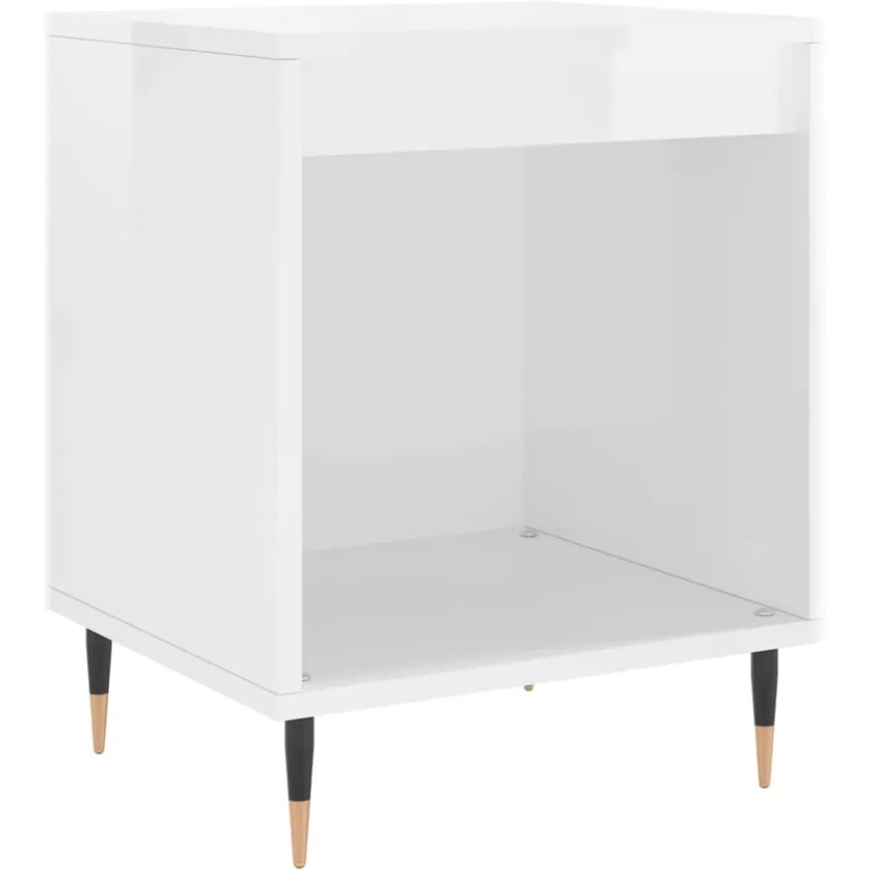 vidaXL Nachtkastjes 2 st 40x35x50 cm bewerkt hout hoogglans wit