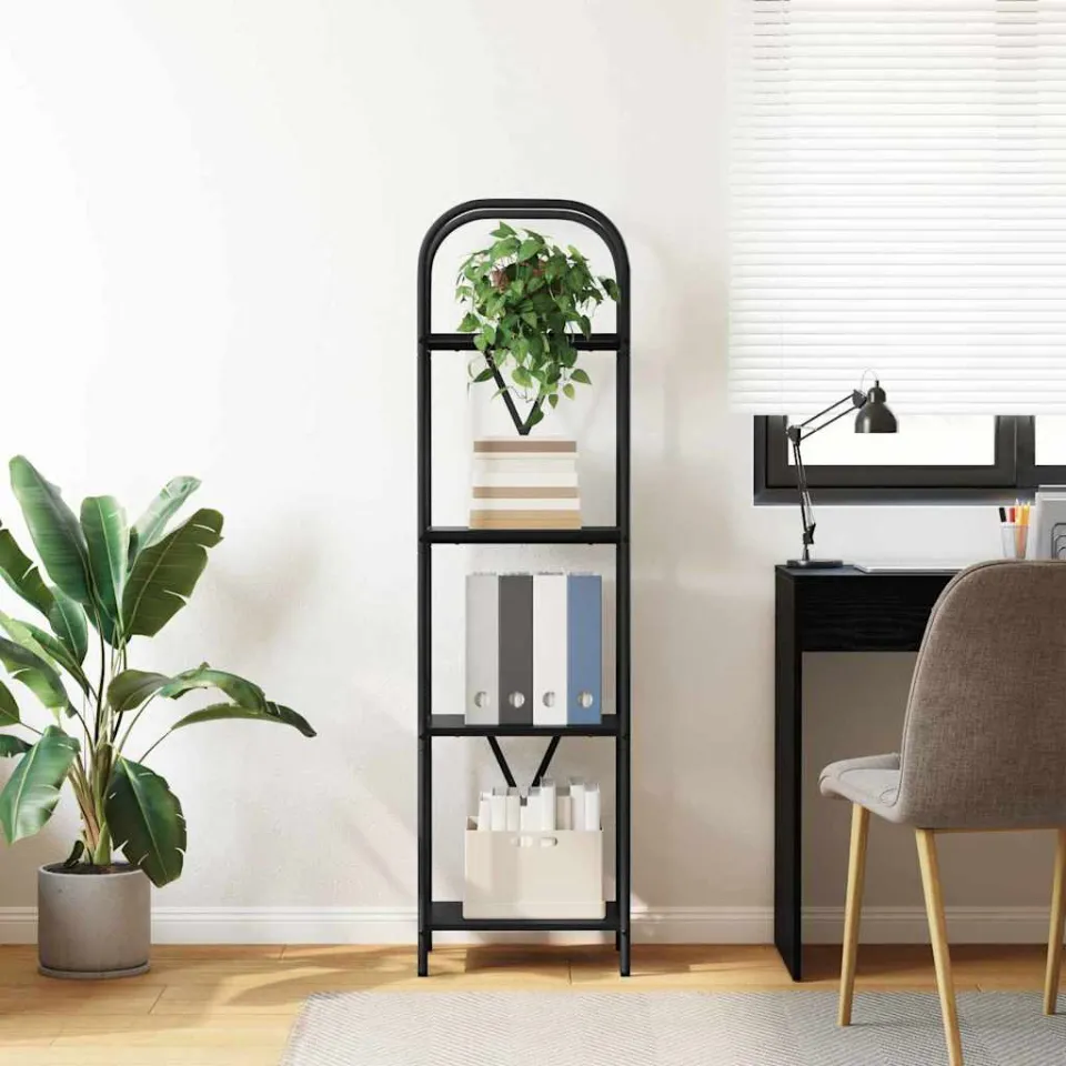 vidaXL Boekenkast 4-laags 40 x 30 x 146 cm Bewerkt hout Zwart Eiken, foto 4