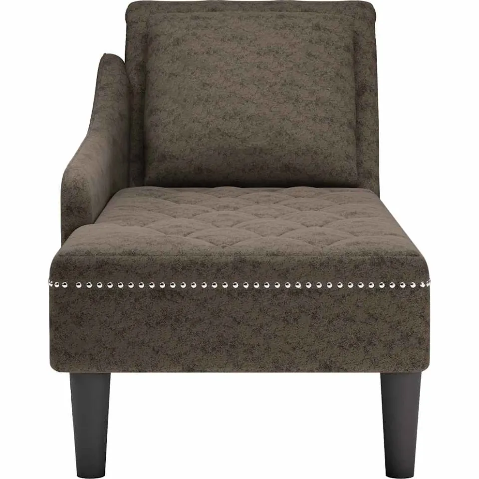 vidaXL Chaise longue kussen en rechterarmleuning kunstleer donkergrijs