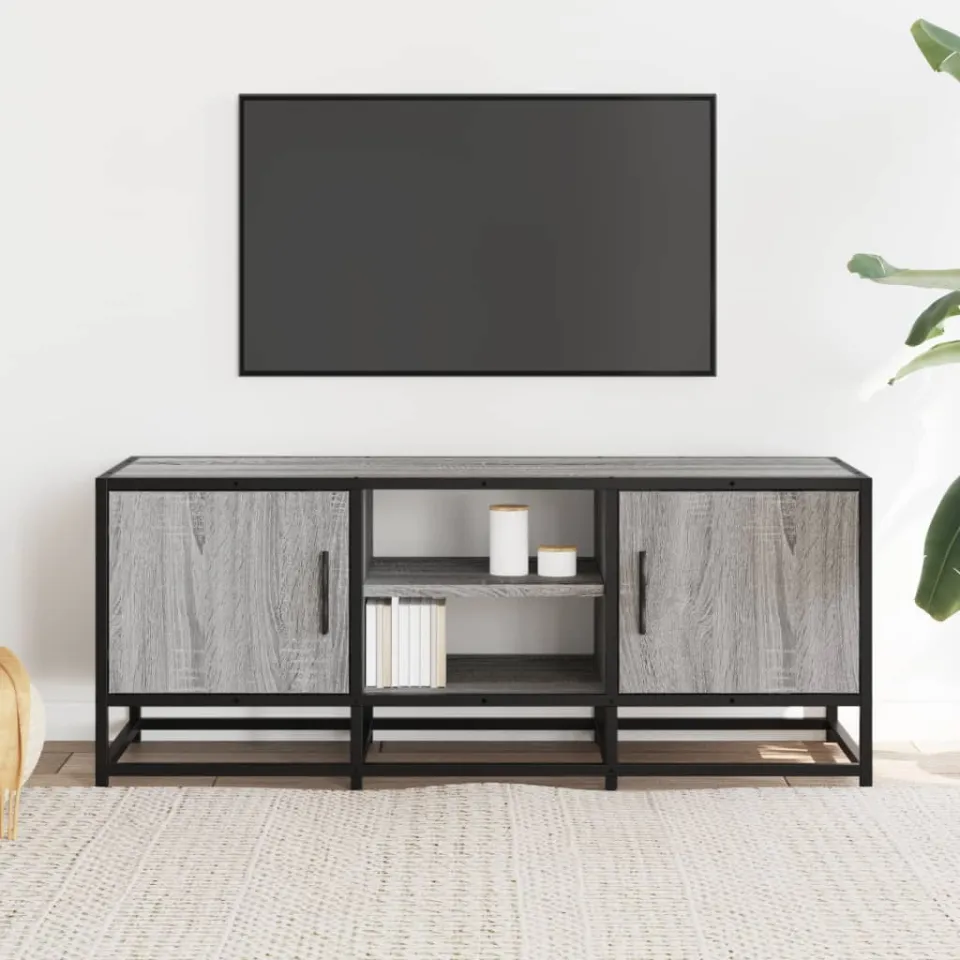 vidaXL Tv-meubel 100x35x41 cm bewerkt hout metaal grijs sonoma eiken, foto 2