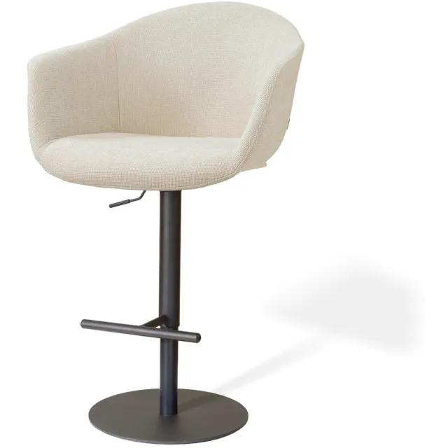 Nolon Niva-Otis draaibare tulp barkruk cottonbeige - verstelbaar - mat zwart onderstel