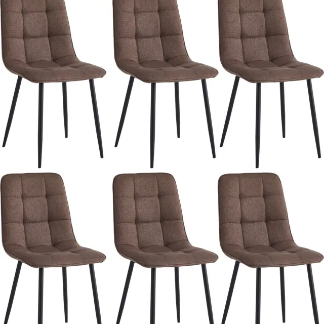 Colenis Ela Eetkamerstoel - Set Van 6 - Bruin - Linnen - Design